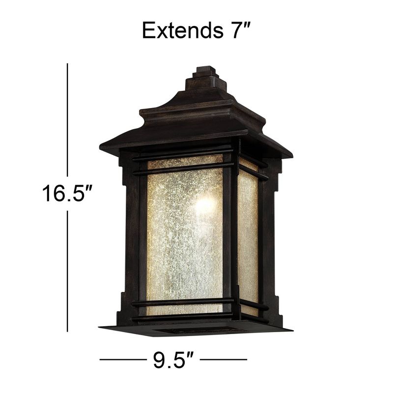 Franklin Iron Works Rustic Farmhouse Outdoor Wall Light Fixture Walnut Bronze 16 1/2" Frosted Cream Glass for House Porch Patio