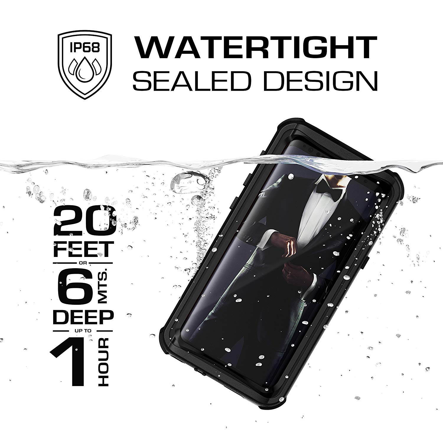 Ghostek Nautical Galaxy S9 Plus Waterproof Case with Screen Protector Slim Extreme Heavy Duty Protection Tough Shockproof Full Body Underwater Watertight Seal for 2018 Galaxy S9+ (6.2 Inch) - (Black)