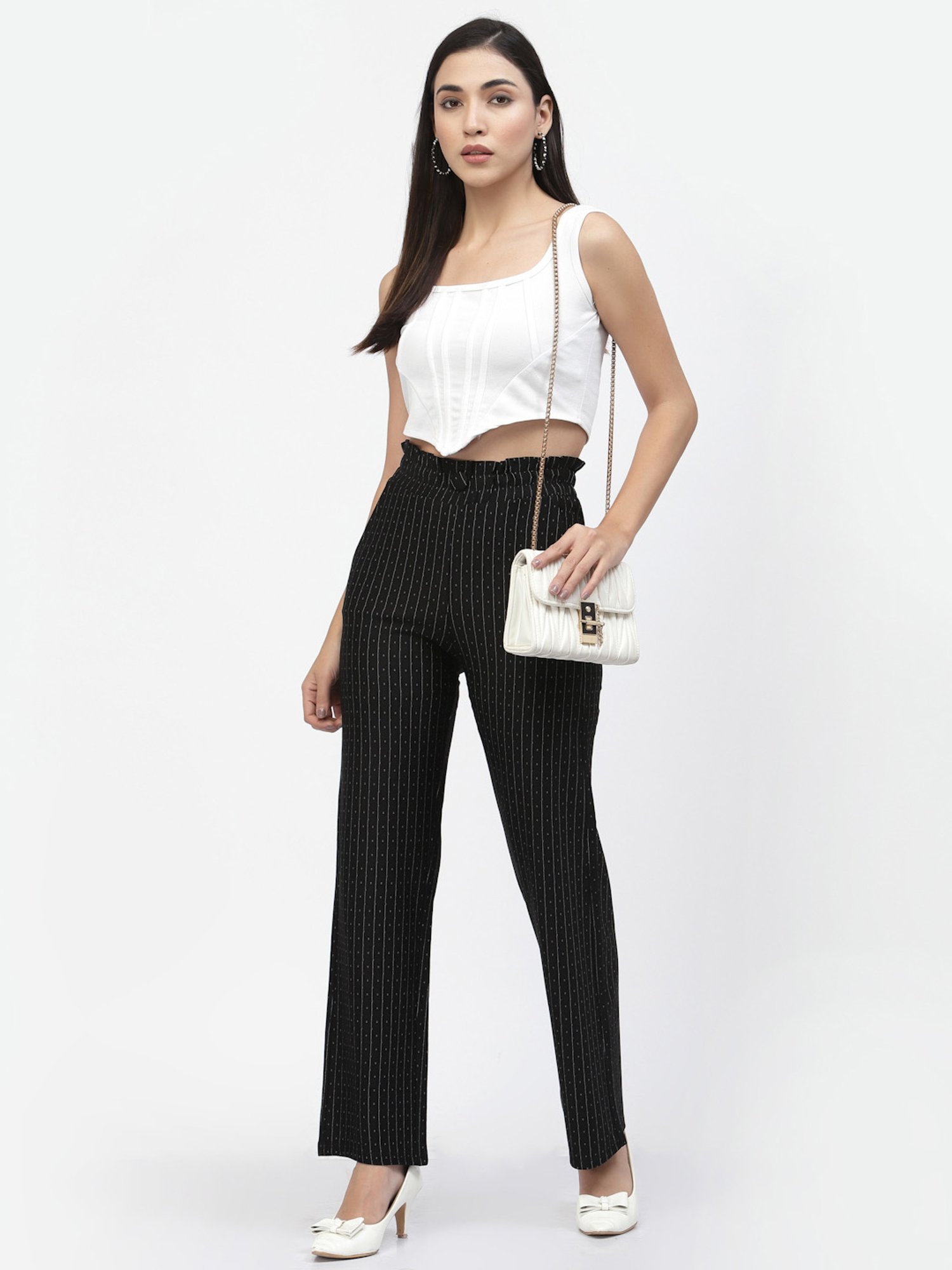 Westwood Black Cotton Striped Pants