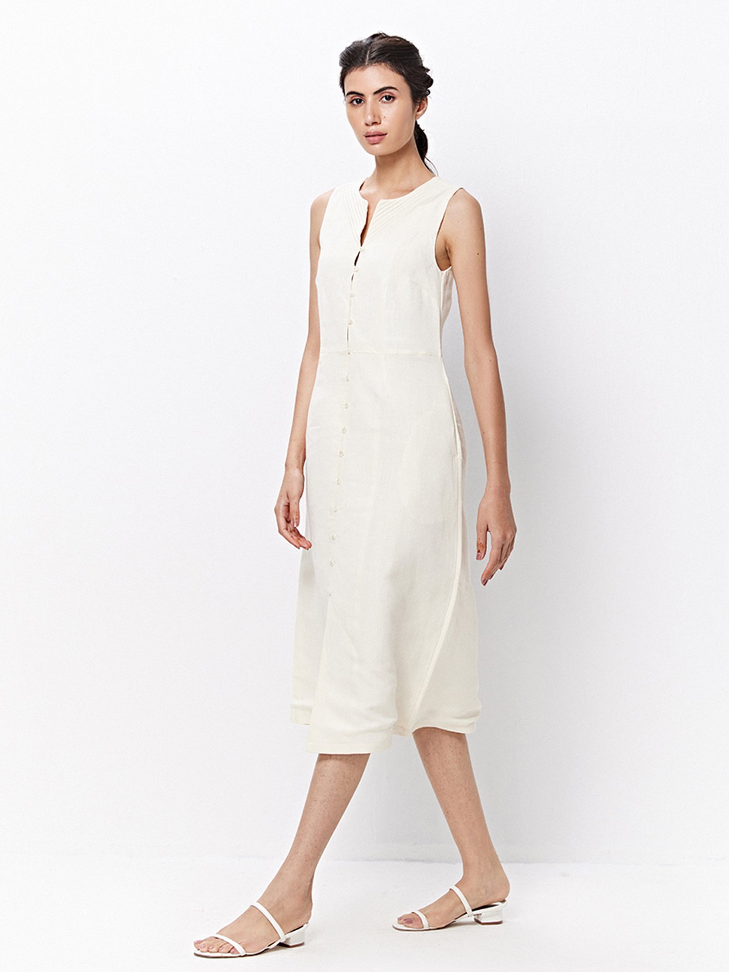 Ancestry Off White Regular Fit Shirt Dress