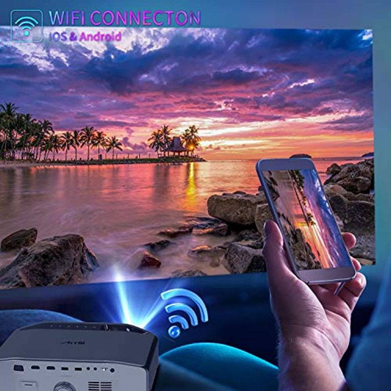 5G WiFi Bluetooth Projector, Artlii Energon 2 Outdoor Projector Support 4K, 340 ANSI Lumen 300" Display, Keystone&Zoom, Full HD Native 1080P Projector Compatible w/ TV Stick, iOS, Android, PS5