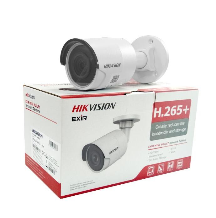 Hikvision Original English System H.265 Bullet IP Camera PoE DS-2CD2043G0-I 4MP CMOS IR Network Video Surveillance with SD Card Slot Face Dectection(1-Pack, 2.8mm Lens)