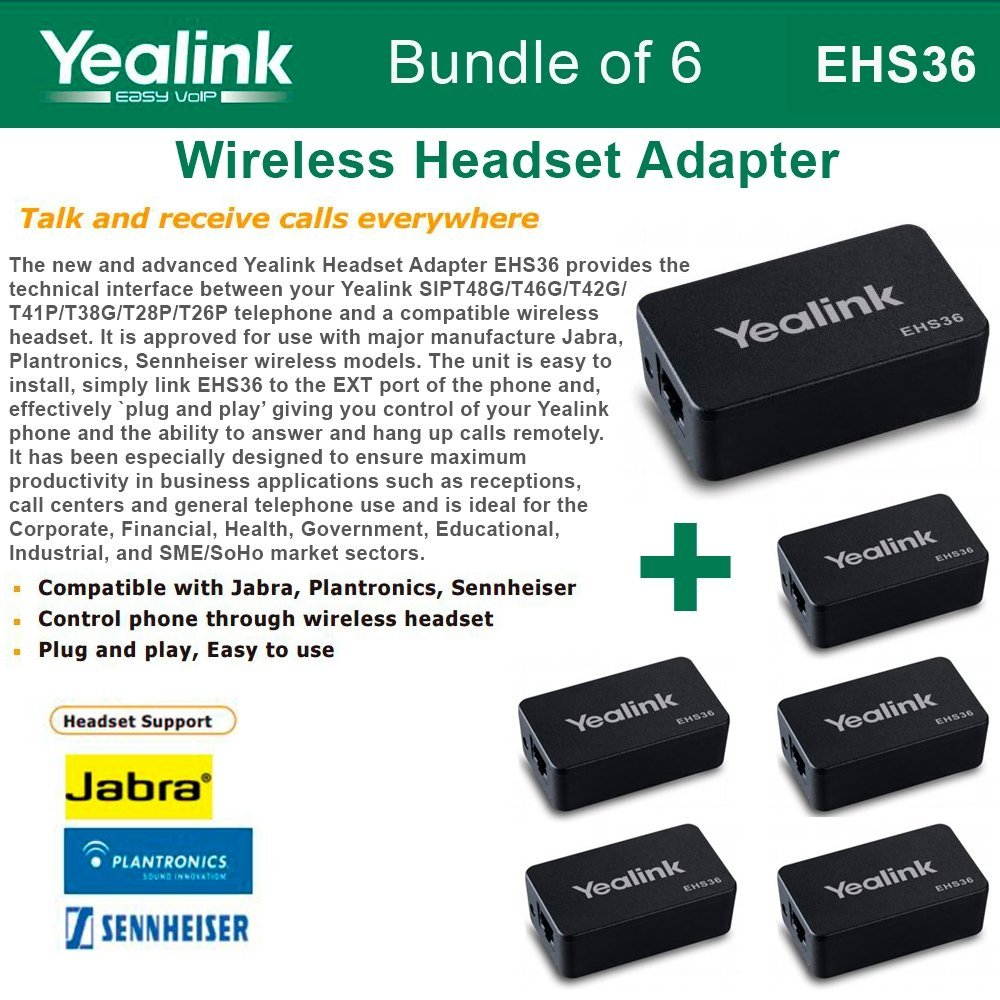 YEALINK EHS36-Bundle of 6 IP phone wireless headset adapter