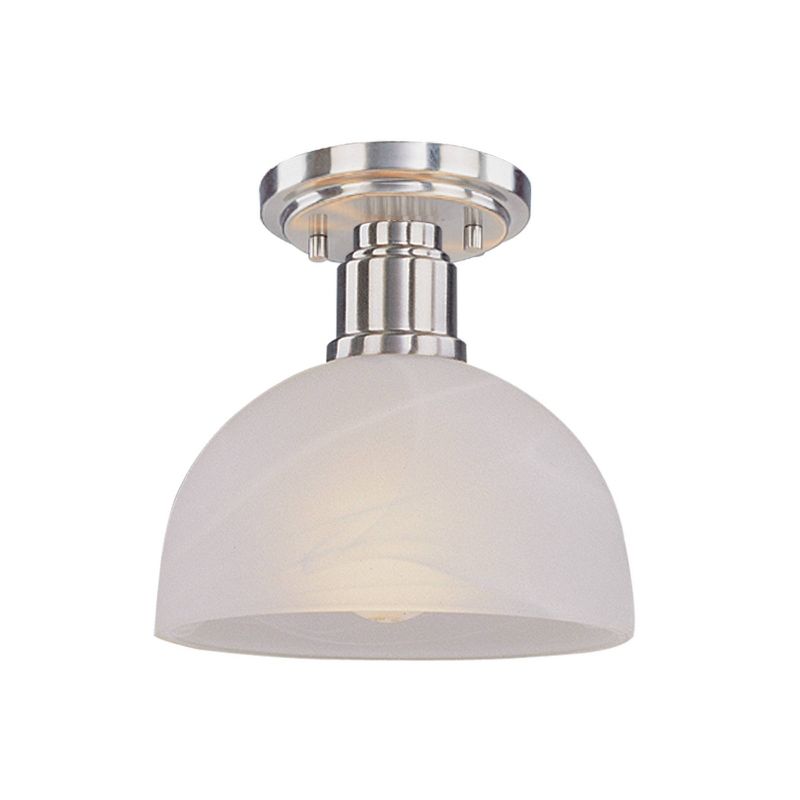 1 Light Brushed Nickel Flush Mount with Swirl Glass White - Aurora Lighting