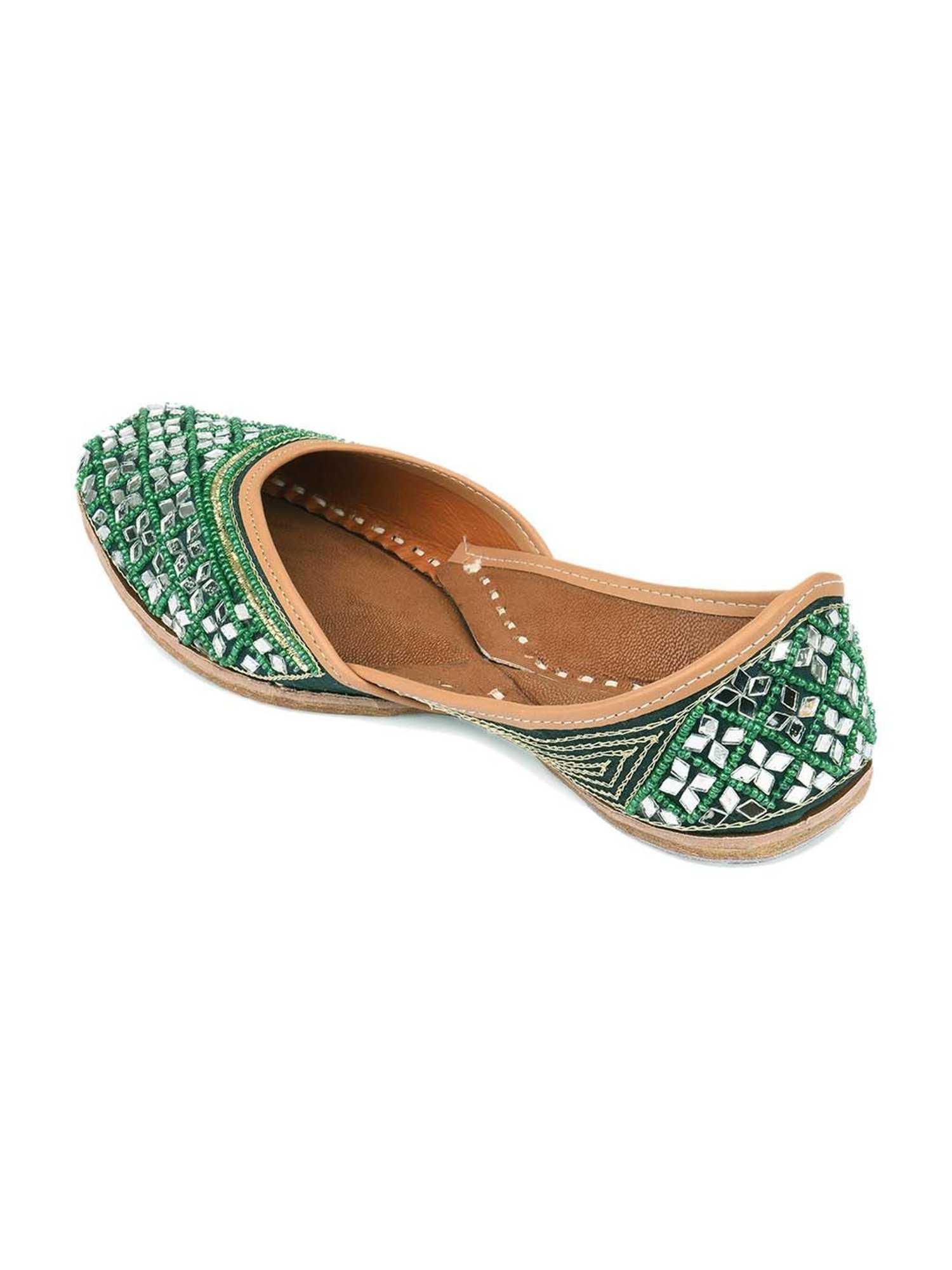 Desi Colour Women's Pine Green Ethnic Juttis