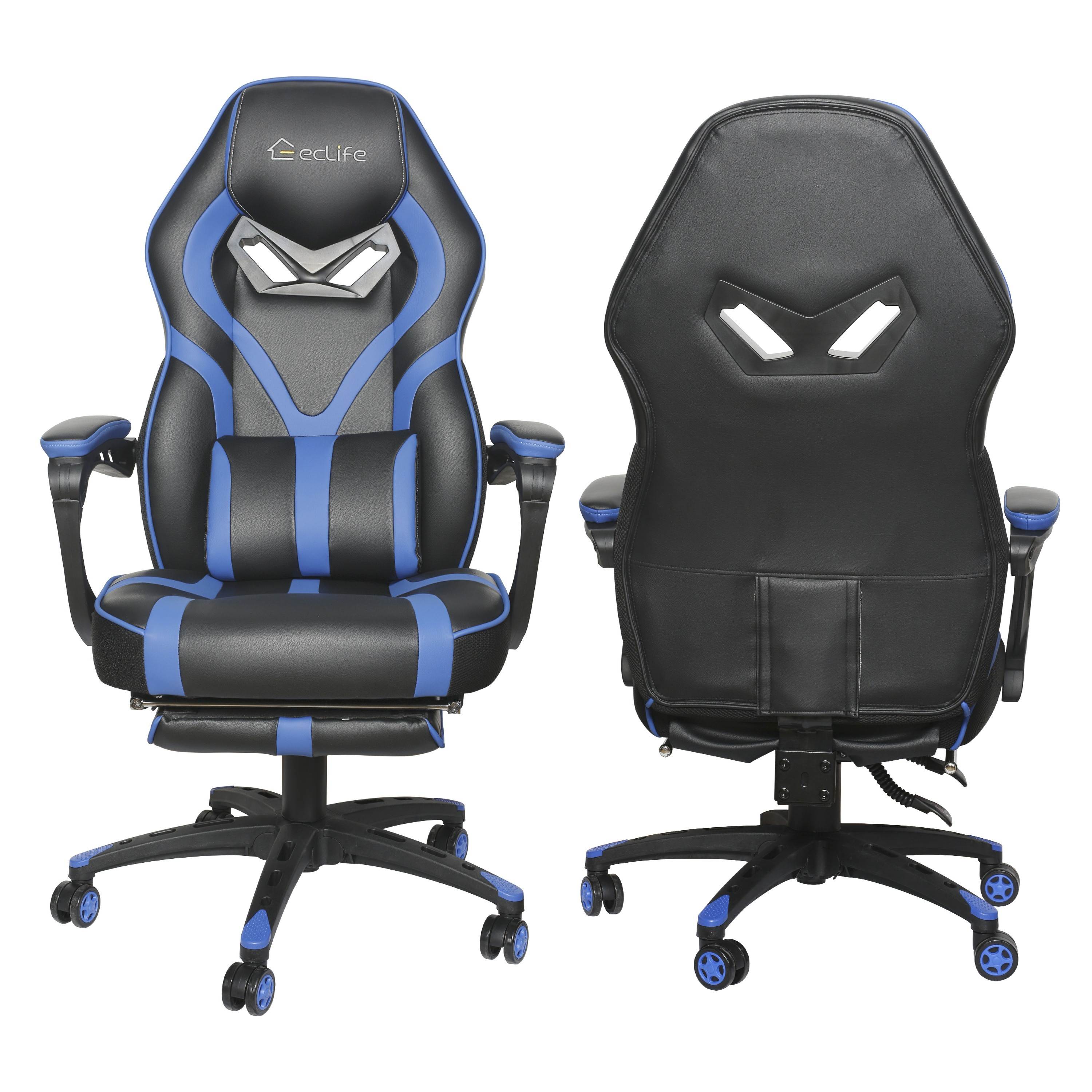 E-sports Massage Gaming Chair with footrest yellow