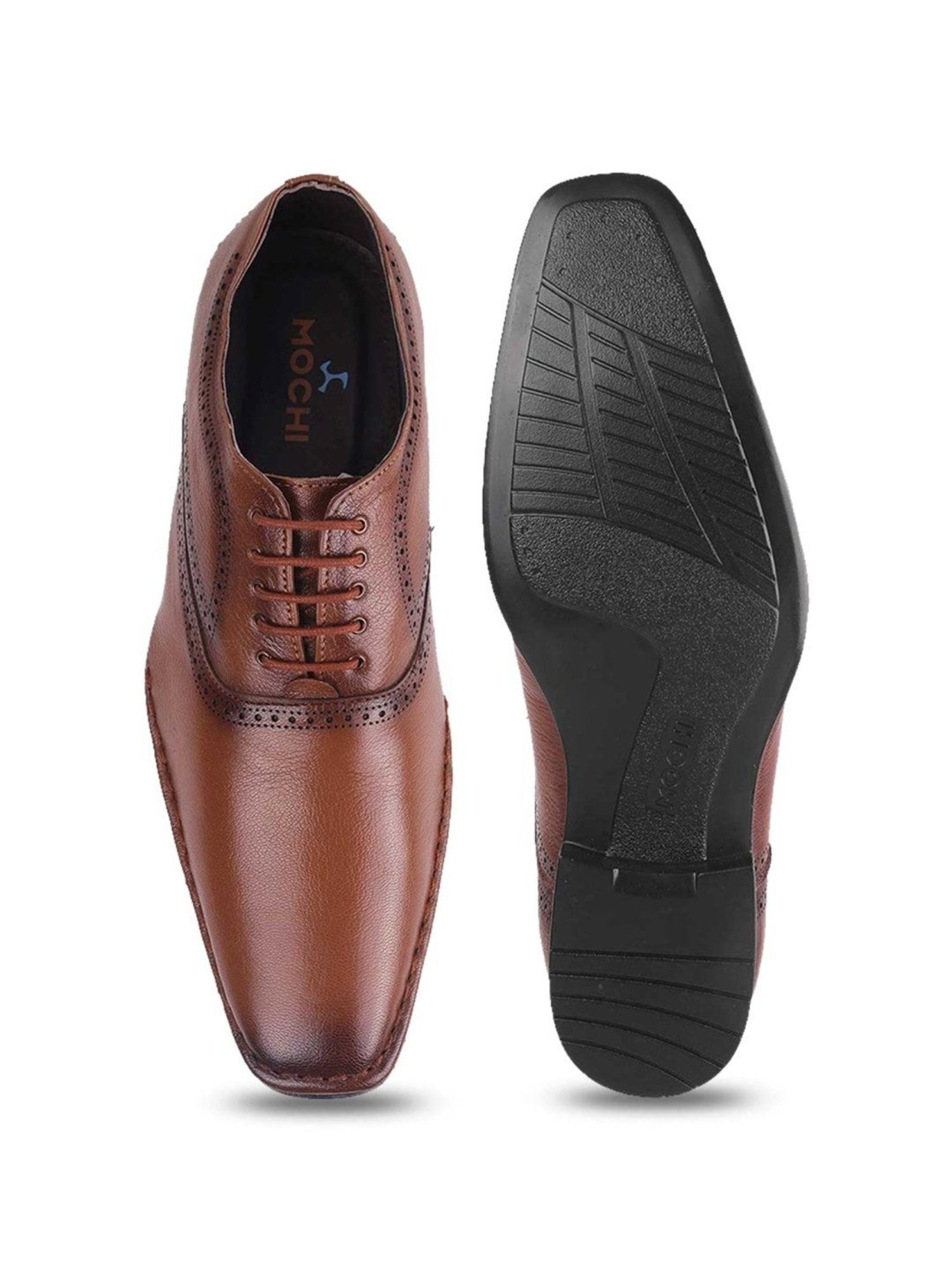 Mochi Men's Tan Oxford Shoes