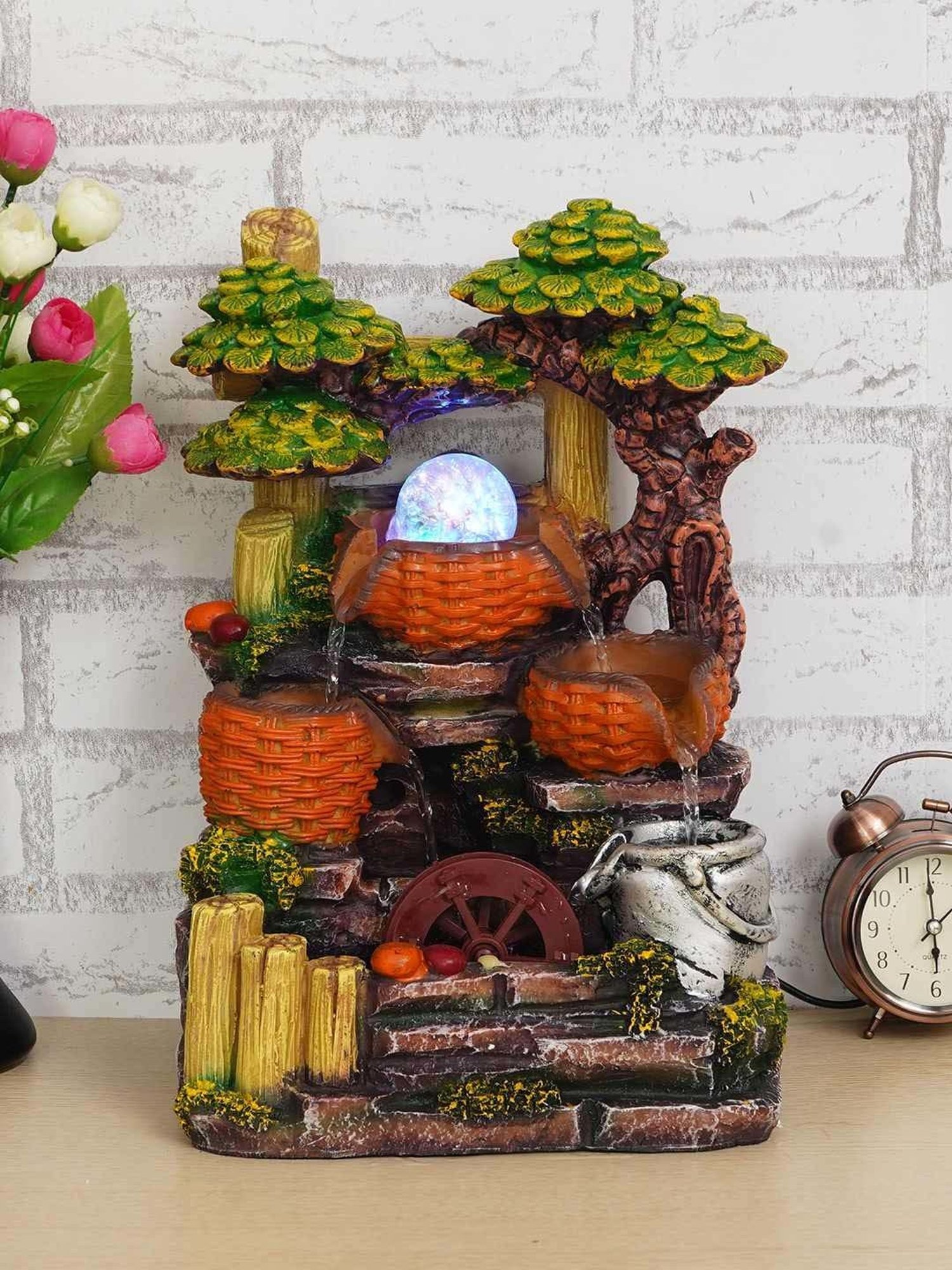 CHRONIKLE Multicolor Polyresin Table Top 3 Steps Waterfall Fountain