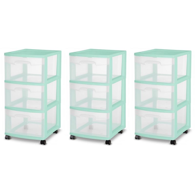 Homz Plastic 6 Clear Drawer Medium Home Storage Container Tower with 4 Large Drawers and 2 Small Drawers, Black Frame
