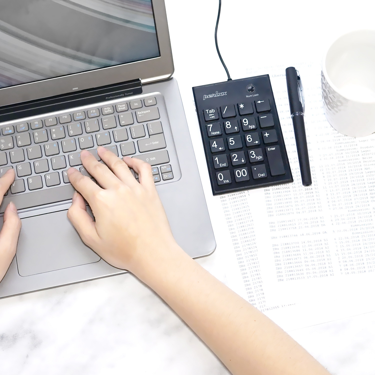 Perixx PERIPAD-303 Wired USB Backlit Mechanical Numeric Keypad, Kailh Brown Switch Illuminated Number Keypad with Office Shortcut Keys, Full Size 22 Keys