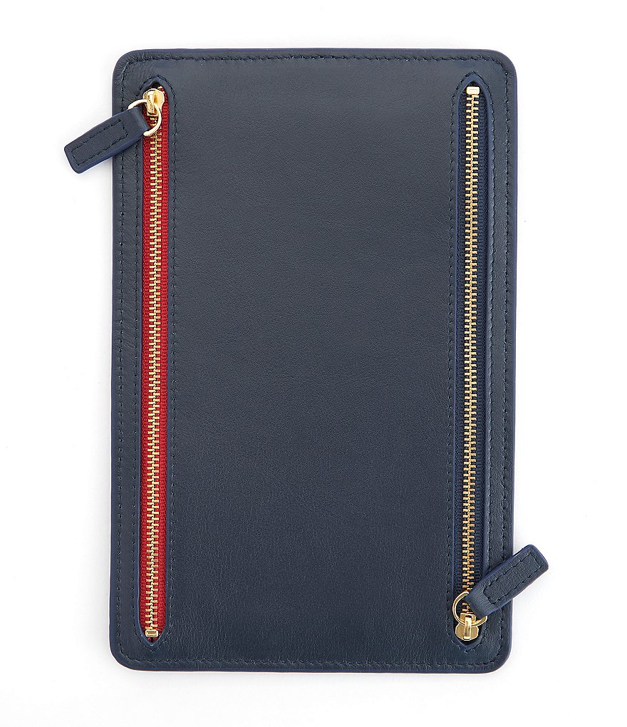 ROYCE New York Leather RFID Blocking Four Zip Organizer Travel Case