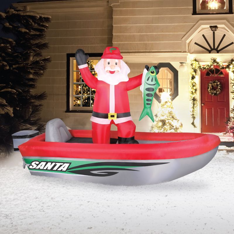 Occasions 10' Inflatable Fishing Santa, 6 ft Tall, Multicolored