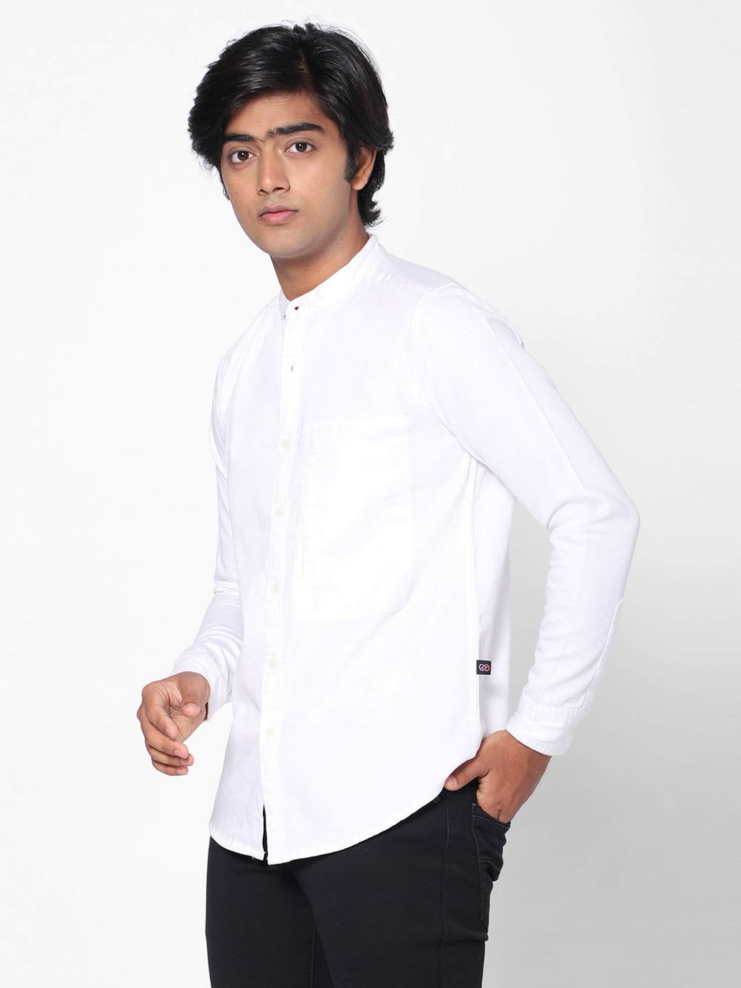 TeenTrums Boys White Solid Full Sleeves Shirt