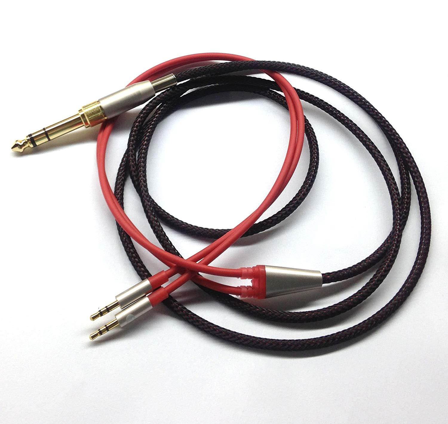 NEOMUSICIA Replacement Cable Compatible with Hifiman HE400S, HE-400I, HE-400i(2.5mm Plug Version), HE560, HE-350, HE1000, HE1000 V2 Headphone 3.5mm & 6.35mm to Dual 2.5mm Jack Male Cord Red 1.2m/4ft