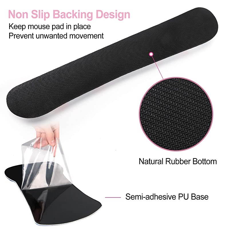 Keyboard Wrist Rest Pad Ergonomic Mouse Pad Set  Cute Mouse Pad for Computer Laptop Non Slip Mousepad Keyboard Wrist Support with Raised Memory Foam for Easy Typing Pain Relief Pink Hearts