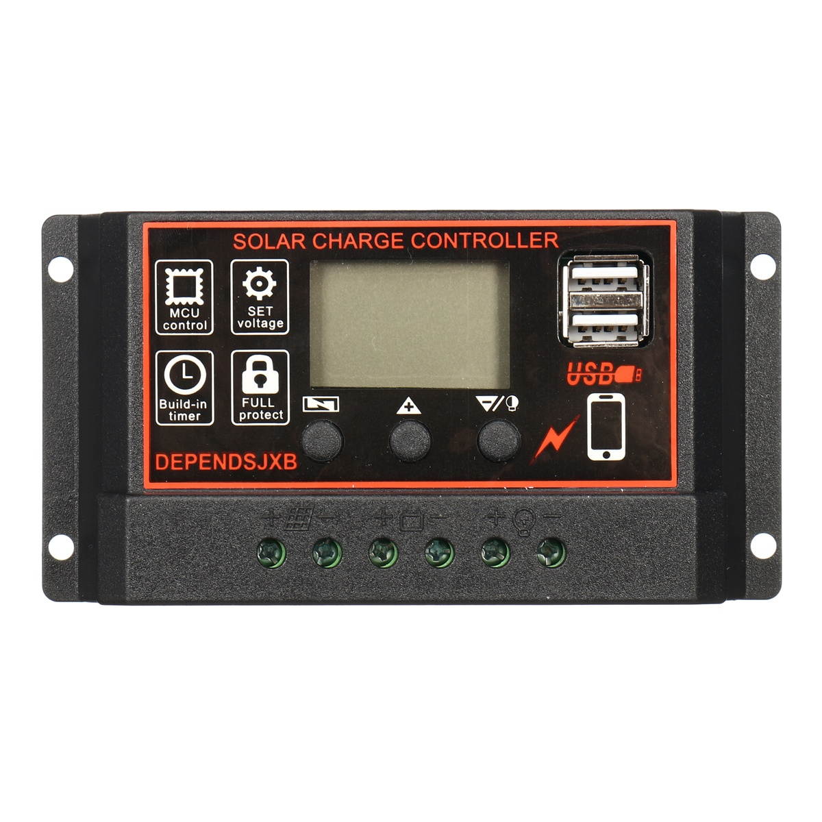 10A-60A 12V/24V Auto Solar Controller LCD Solar Charge Controller PWM Solar Panel Controller Battery Regulator With 2 USB Port