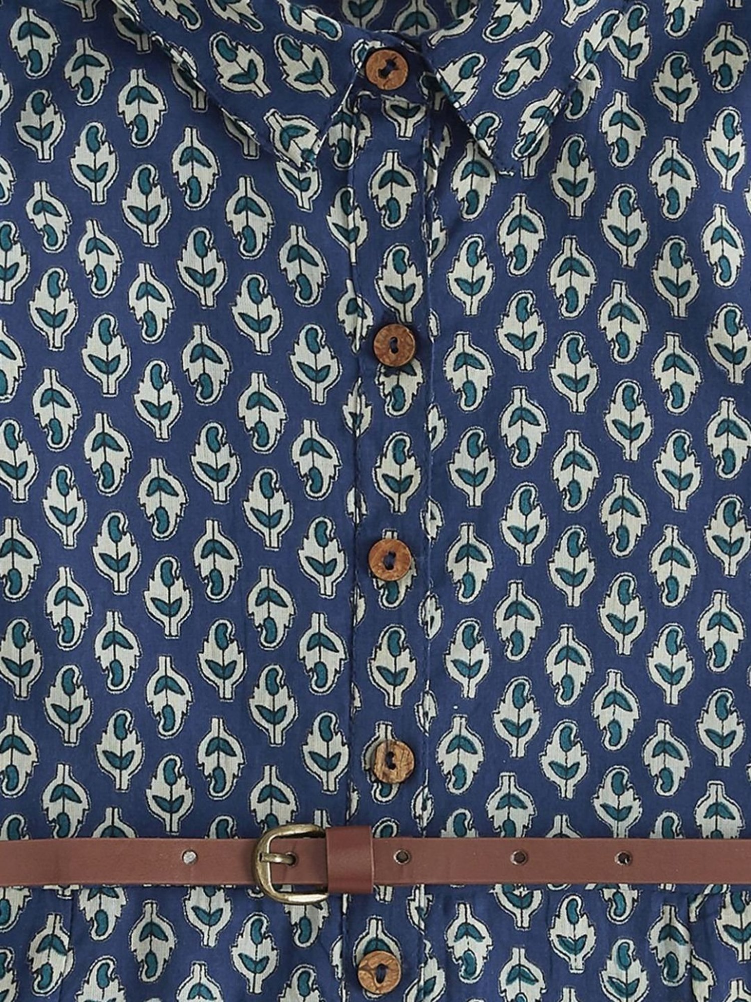 Akkriti by Pantaloons Kids Blue Cotton Printed Party Dress