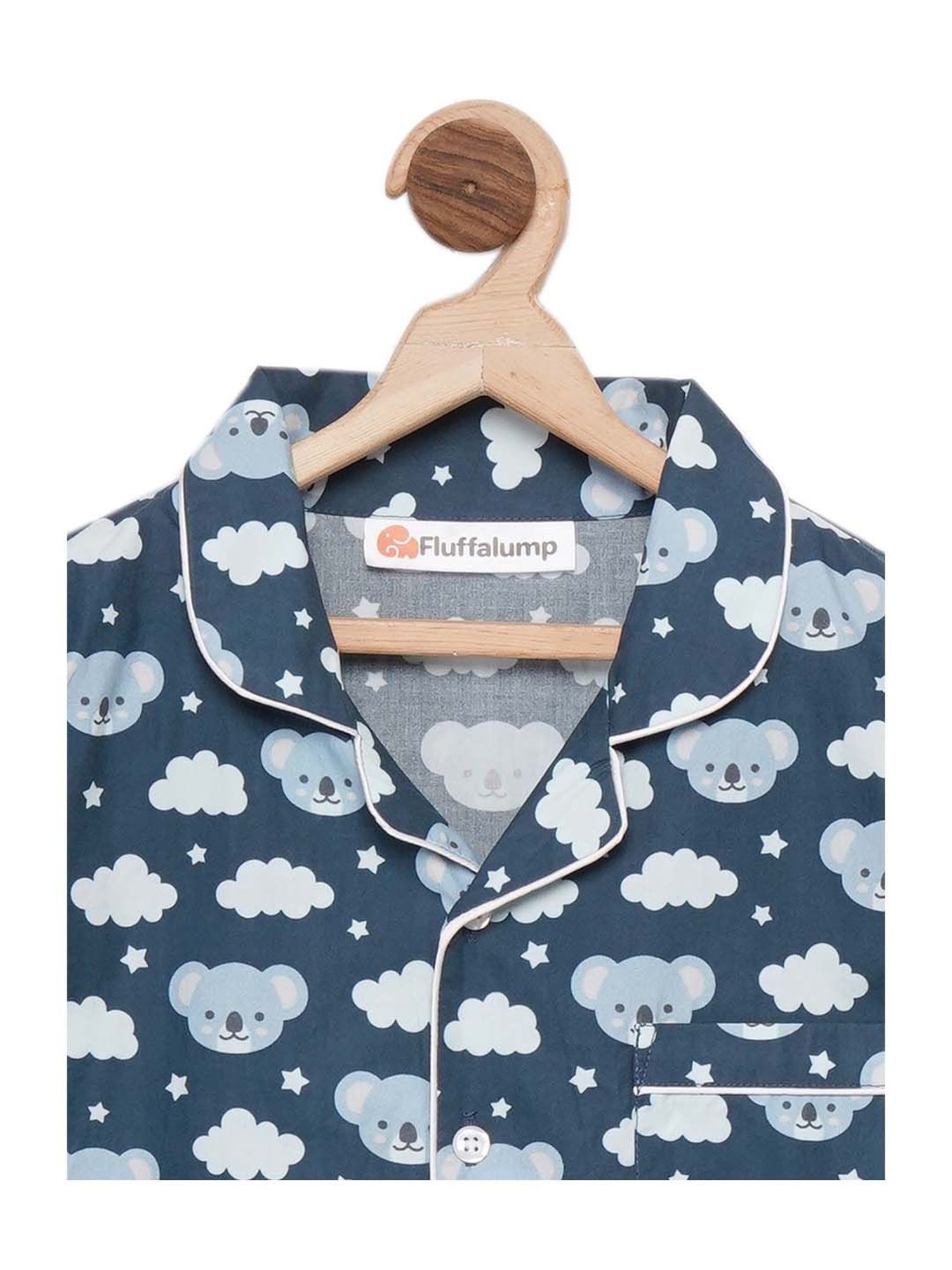 Fluffalump Boys Multicolor Cotton Printed Nightwear Top & Pants Set