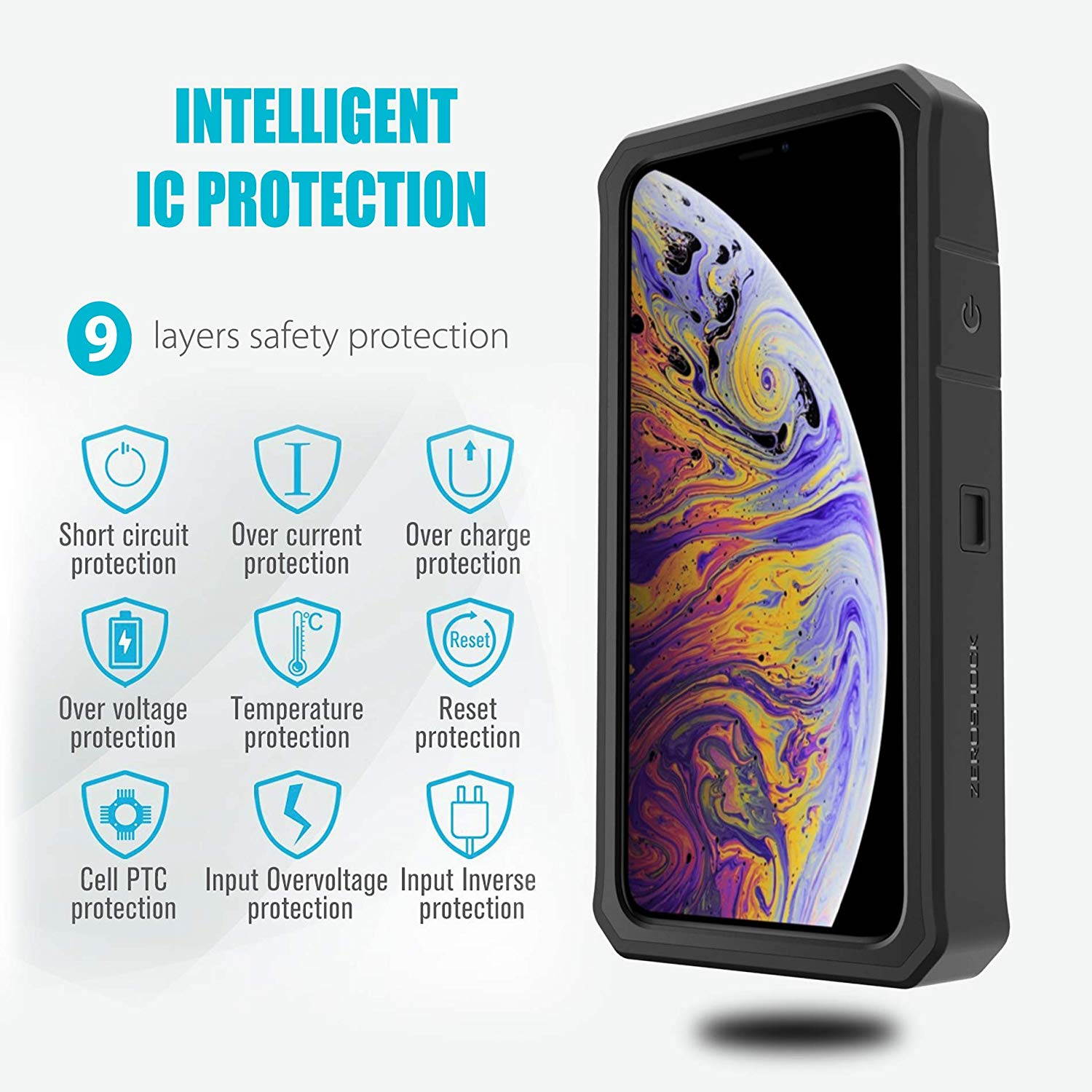 iPhone Xs Max Battery Case, ZeroLemon 8000mAh 6.5inches Rugged Juicer Extended Rechargeable Battery with TPU Case for iPhone Xs Max - Black