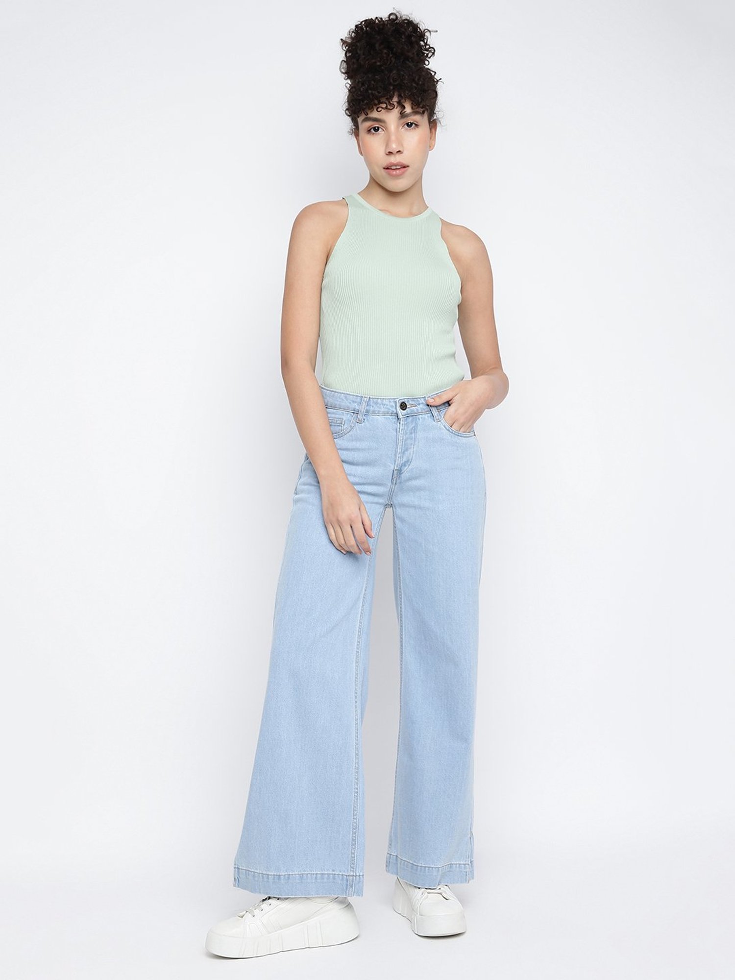 Tales & Stories Light Blue Relaxed Fit Mid Rise Jeans