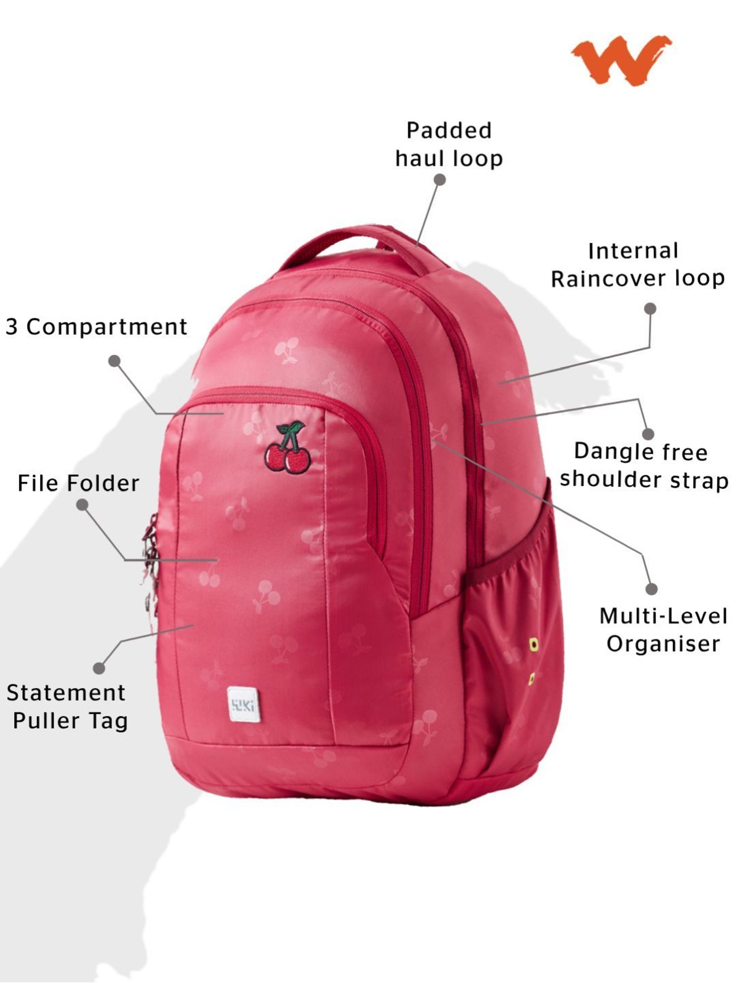 Wiki Back to School 2 Red Polyester Printed Backpack - 30 Ltrs