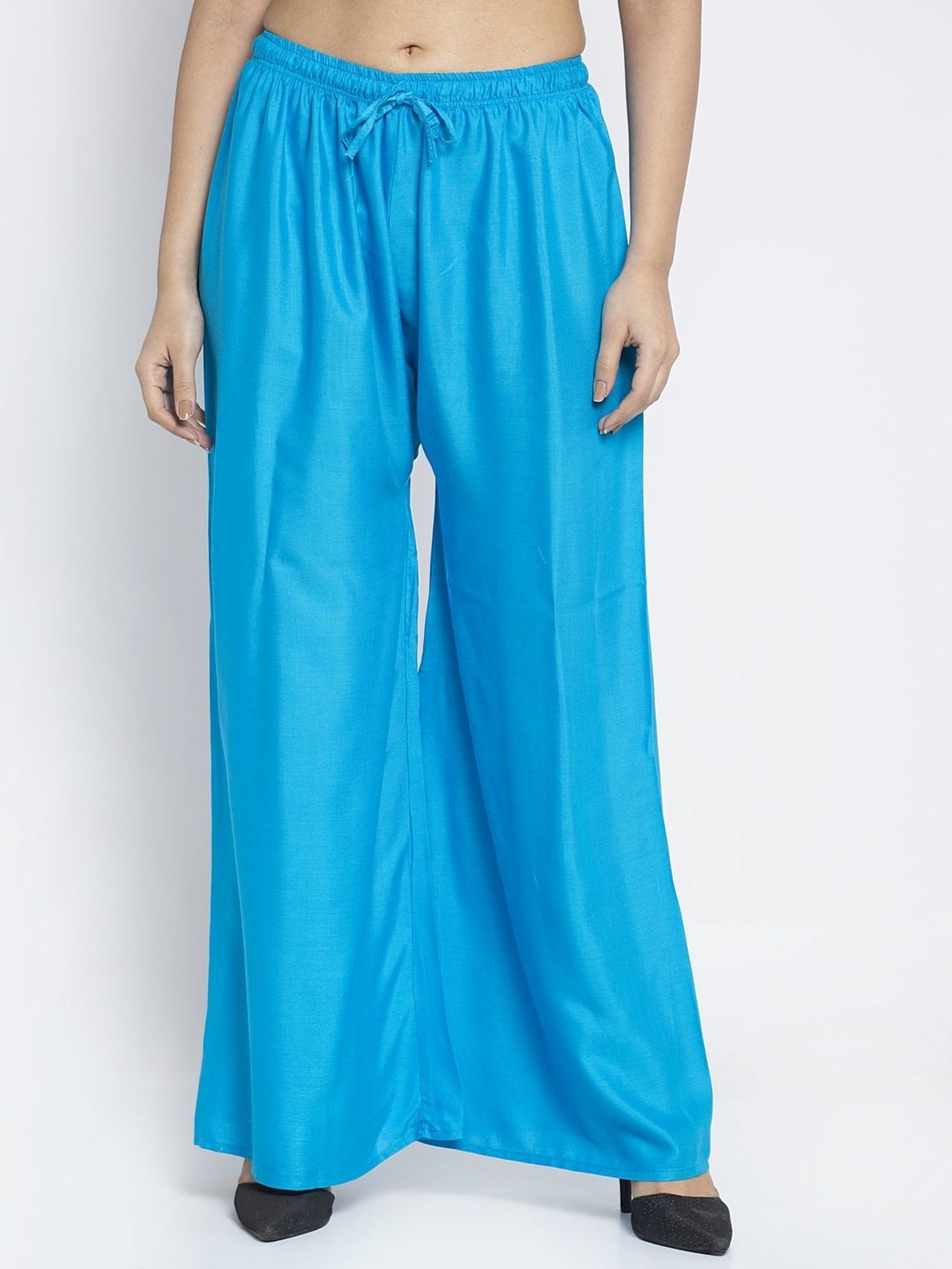 Gracit Maroon & Blue Printed Palazzos - Pack Of 2