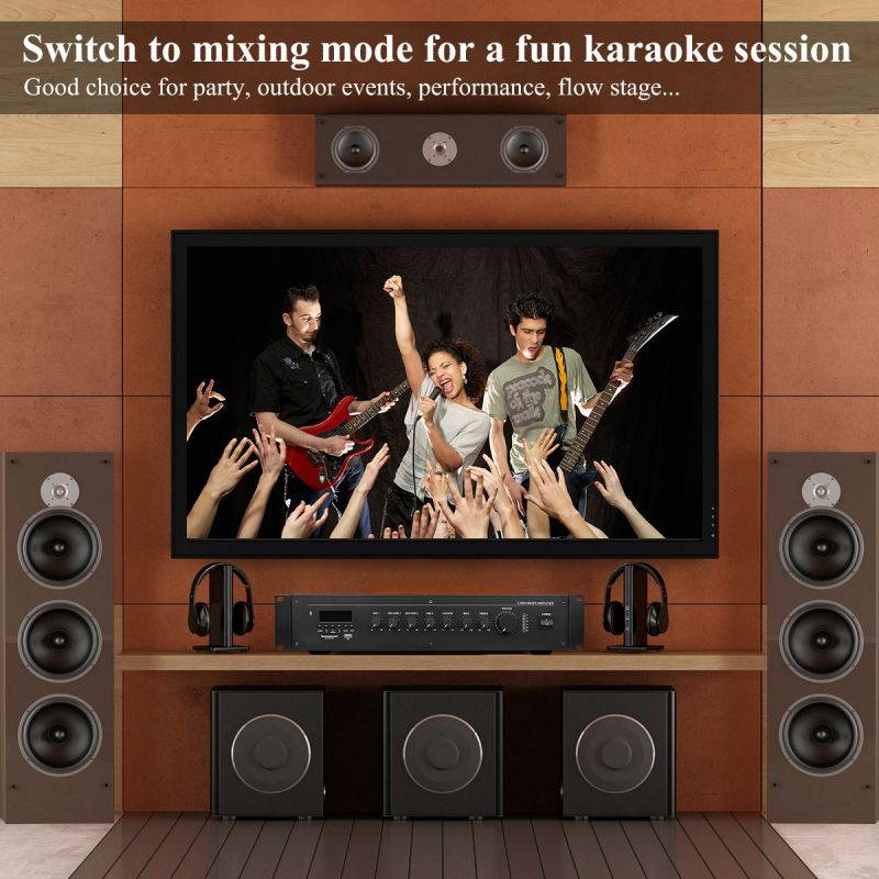 CAMPOTECH Professional Audio Wireless  Power Amplifier at 8-16O Mixer Amplifier Mulit- Channel Rack Mount Bridgeable, LED Indicators, Shockproof Binding Posts