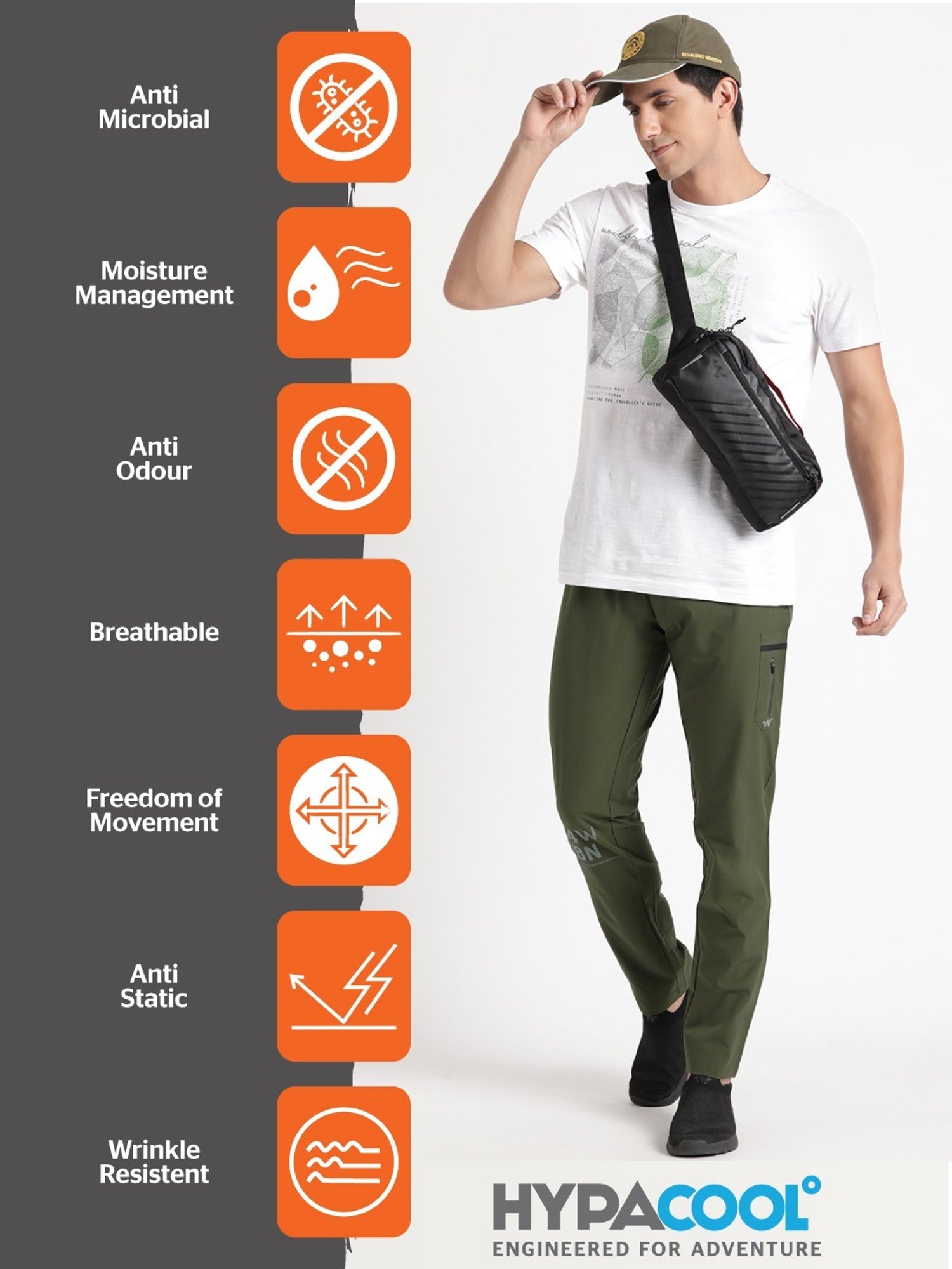 Wildcraft Olive Regular Fit Printed Trackpants