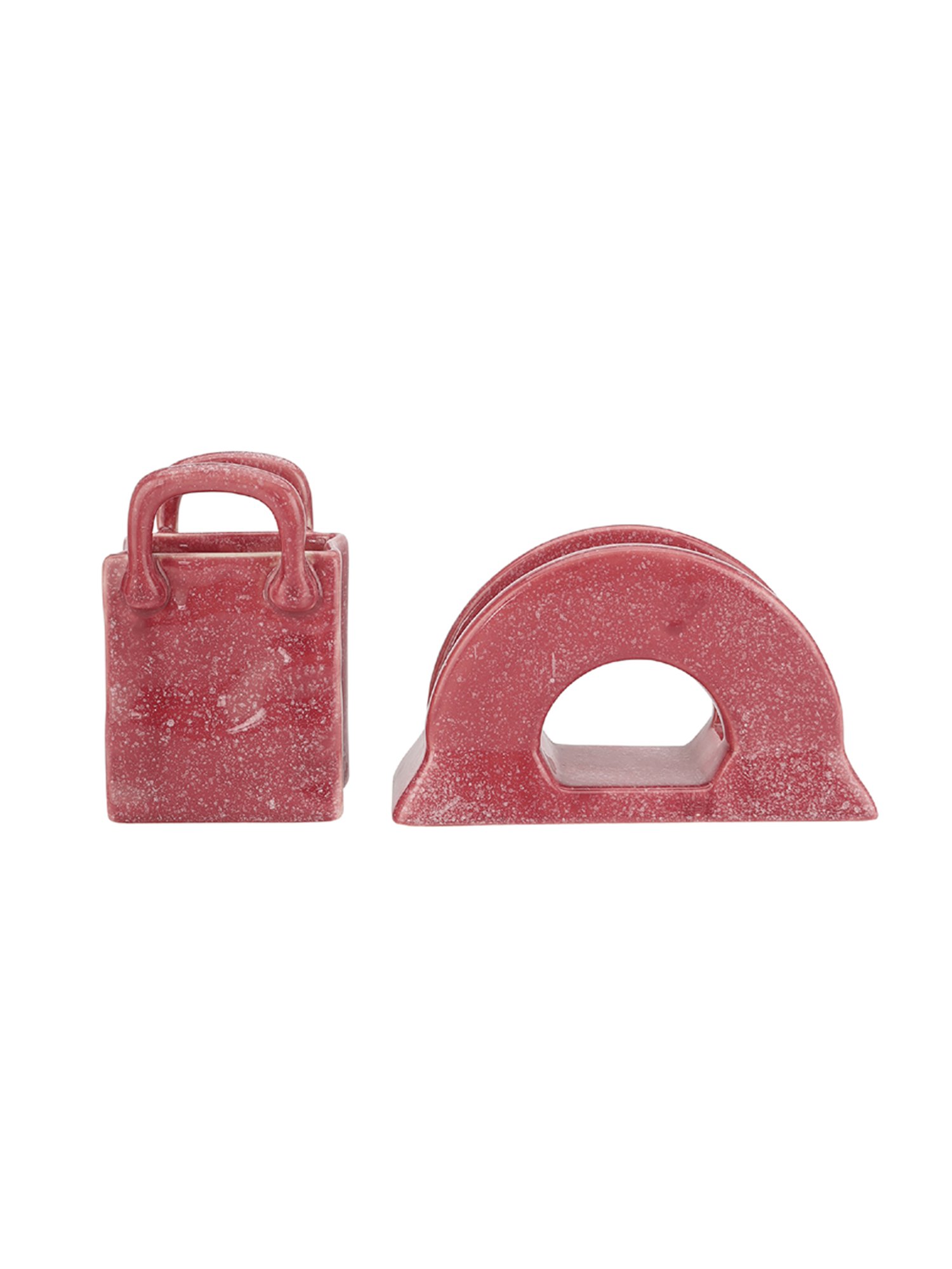 VarEesha Pink Ceramic Cutlery and Napkin Holder - Set of 2