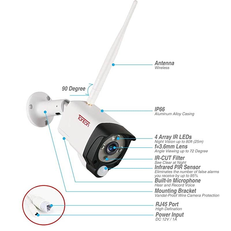 2 Way Audio&Expandable]  1080P Security Camera System Wireless,8CH NVR Recorder with 1TB HDD and 4PCS 2MP Outdoor Indoor Bullet Wireless IP Cameras with PIR Sensor,Plug and Play(White)