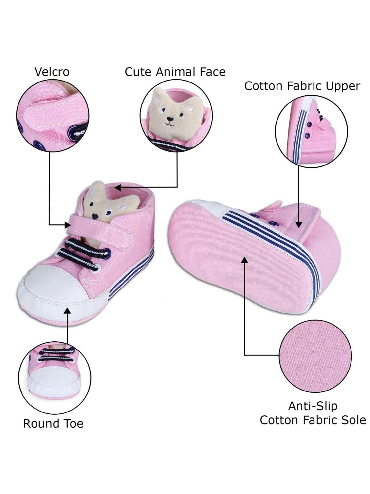 Baby Moo Kids Pink & White Casual Booties
