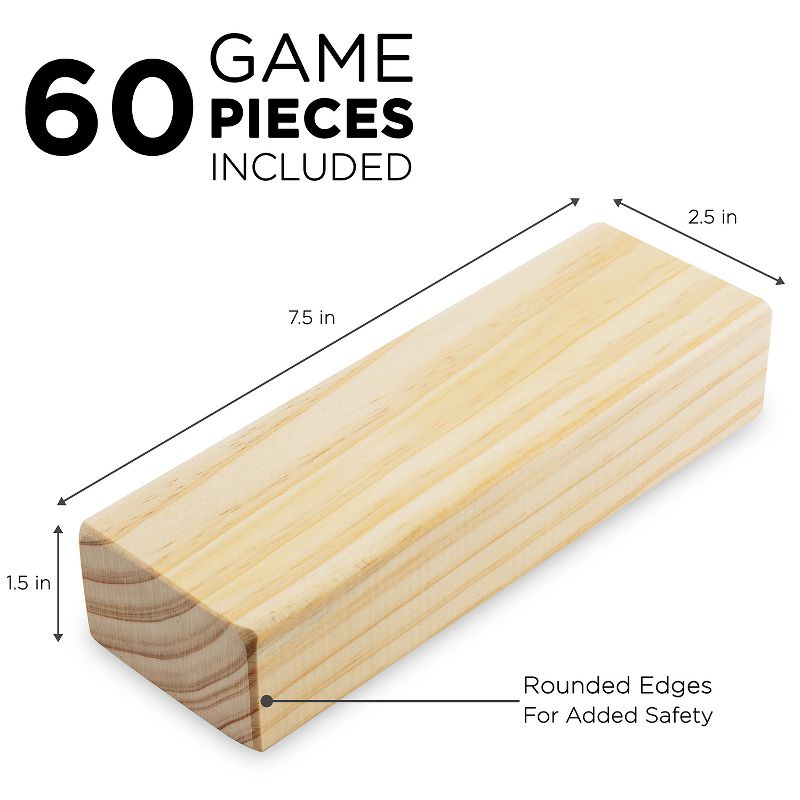 Sunny & Fun Giant Toppling Tower Jumbo Wooden Blocks with Wooden Crate (60-Piece)