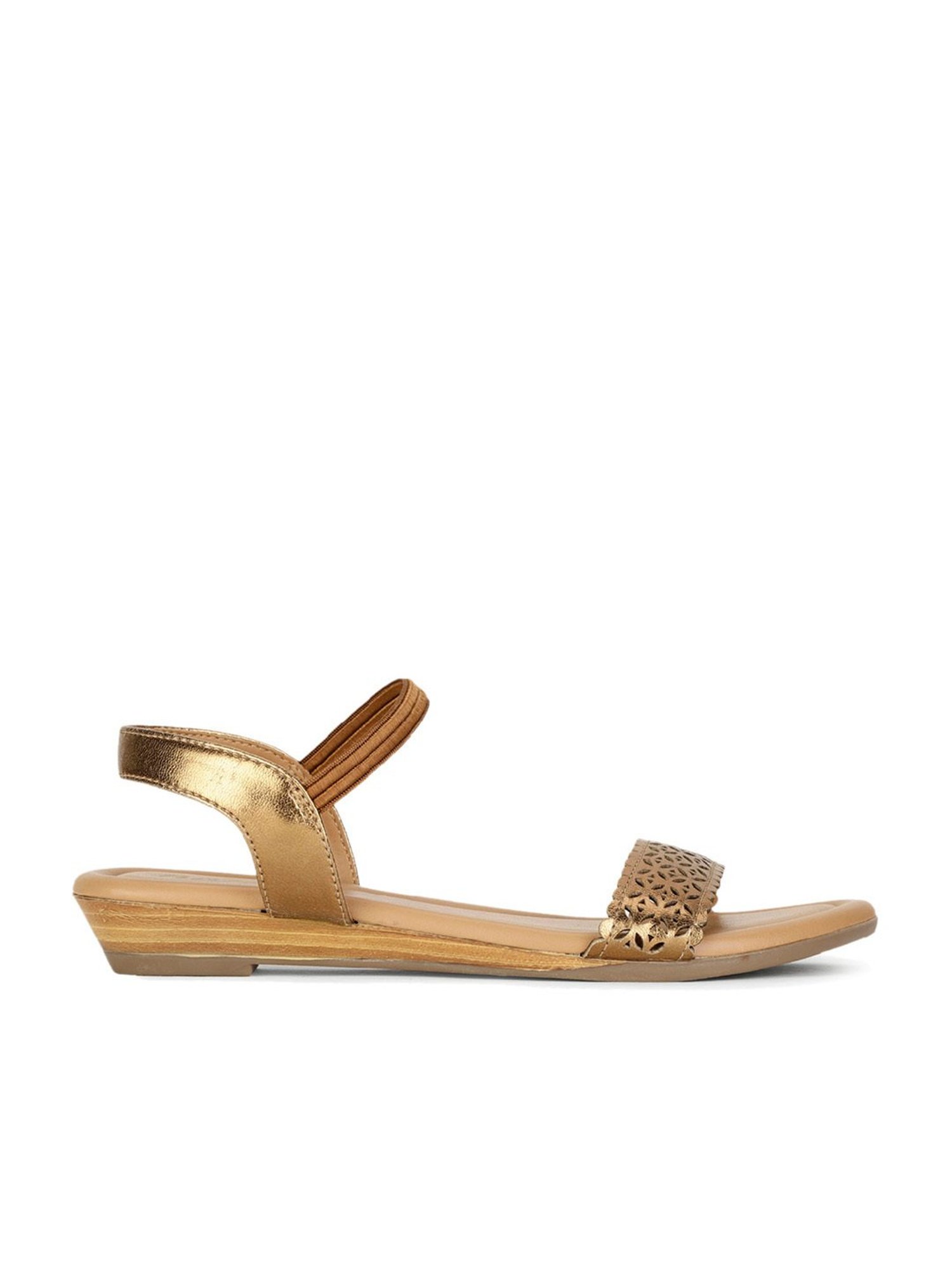 Bata Women's Gold Ankle Strap Sandals