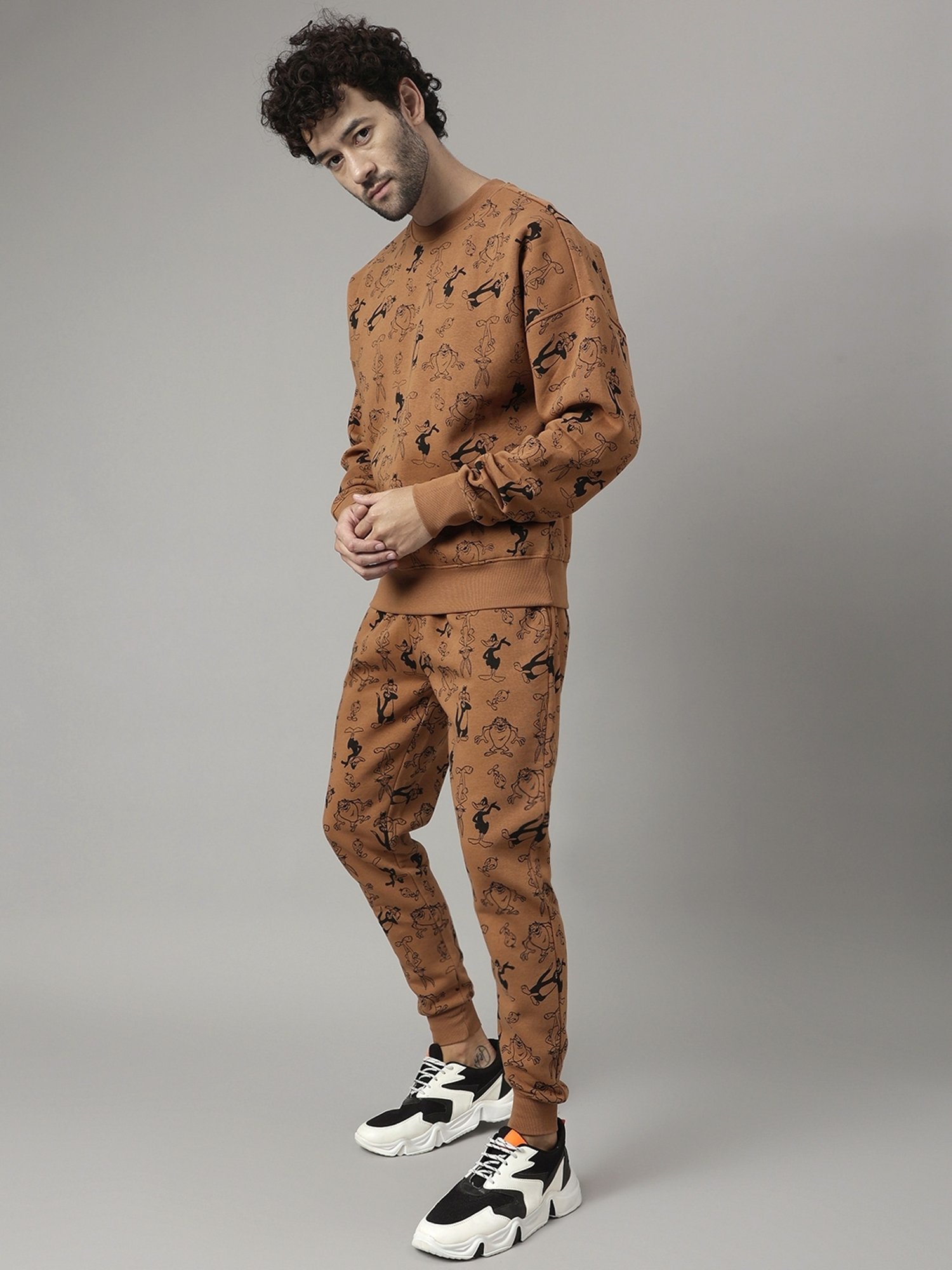 Free Authority Brown Loose Fit Looney Tunes Printed Co-Ord Set