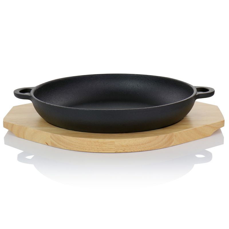 Calvary Nonstick Cast Iron Au Gratin Pan with Wooden Base Set