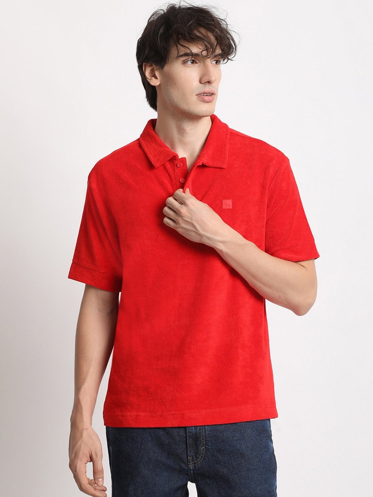 The Bear House Red Relaxed Fit Polo T-Shirt