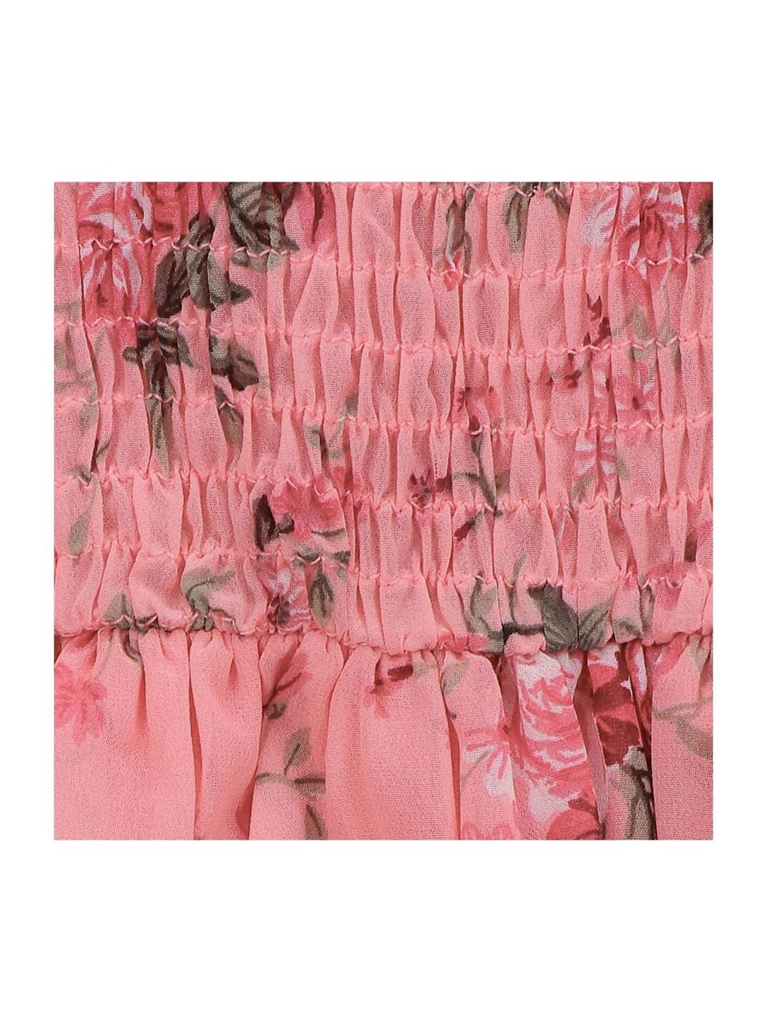 LilPicks Kids Peach Floral Print Dress