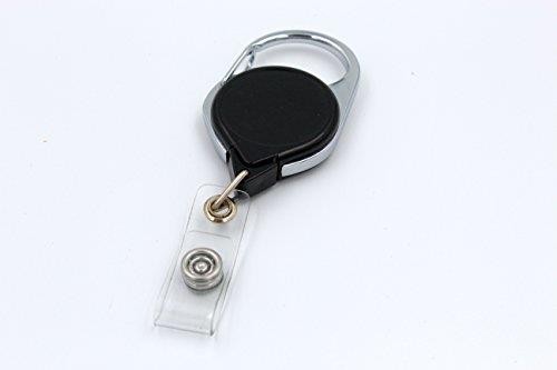 Key-Bak Retract-A-Badge ID Carabiner Retractable Reel with 36-Inch Cord and Twist-Free Vinyl ID Strap (Plain, Black)