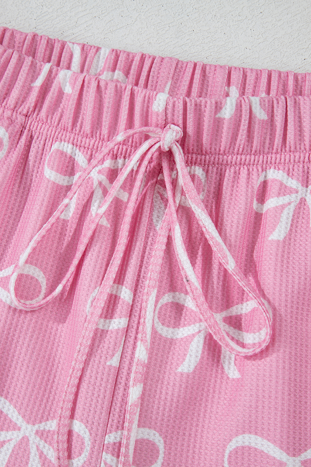 Skobeloff Textured Ruffle Split Top and Drawstring Shorts Set