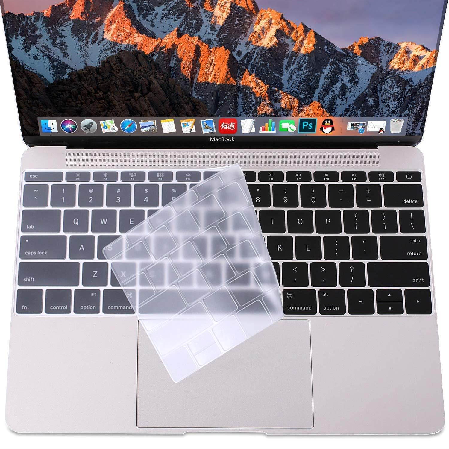 MOSISO Keyboard Cover Compatible MacBook Pro 13 Inch 2017 & 2016 Release A1708 No Touch Bar & New MacBook 12 Inch A1534 Protective Skin, Clear