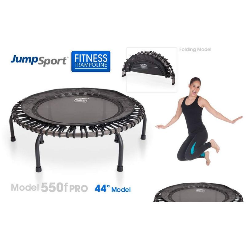 JumpSport 550f PRO Indoor Heavy Duty Lightweight 44-Inch Folding Fitness Trampoline, Black