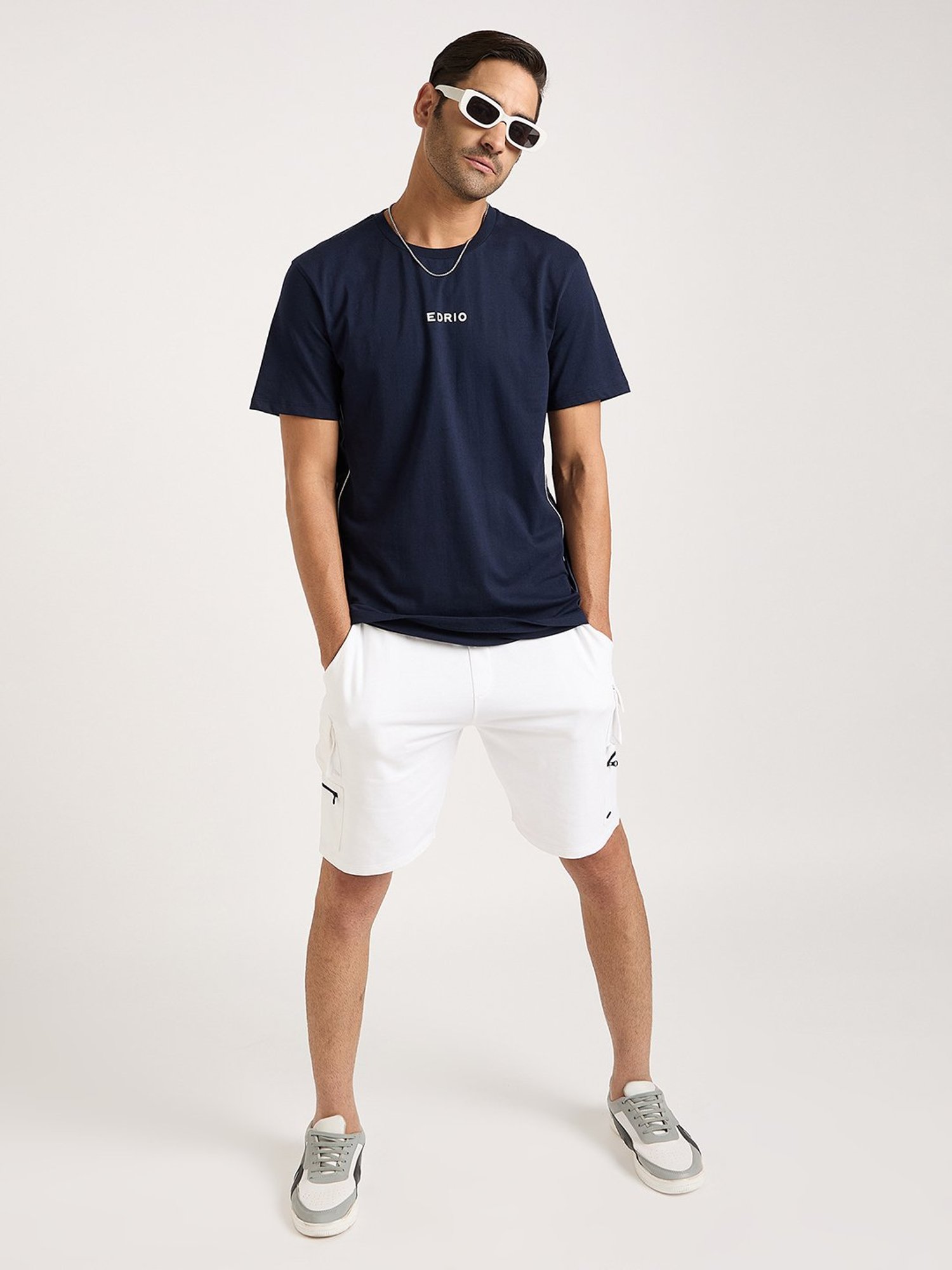 EDRIO Navy Regular Fit Crew T-Shirt