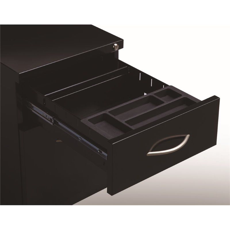 Steel Arch Pull Mobile Pedestal Filing Cabinet in Black-Hirsh Industries