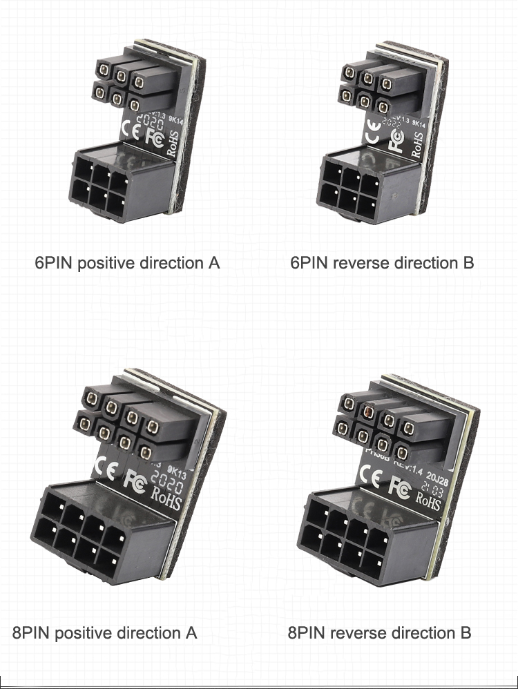 6Pin Graphics Card Power Connector (180&deg; Turning),Computer Cables Graphics Card Power Supply Connector 6PIN Adapter 180&deg; Turning (2 PACK )