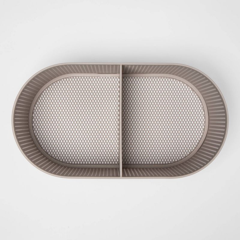 Oval Metal Bin Divider With Powder Coated Finish And Mesh Bottom Light Gray - Project 62™