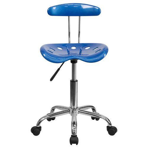 Vibrant Bright Blue and Chrome Swivel Task Chair with Tractor Seat