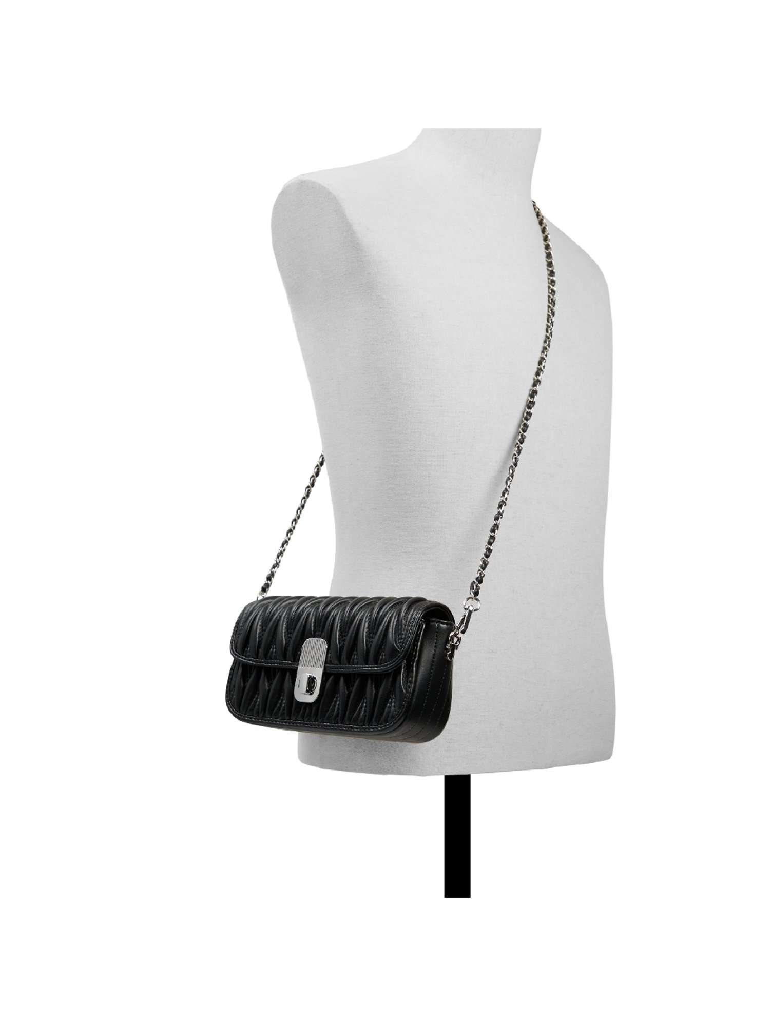 Call It Spring Black Textured Small Sling Handbag