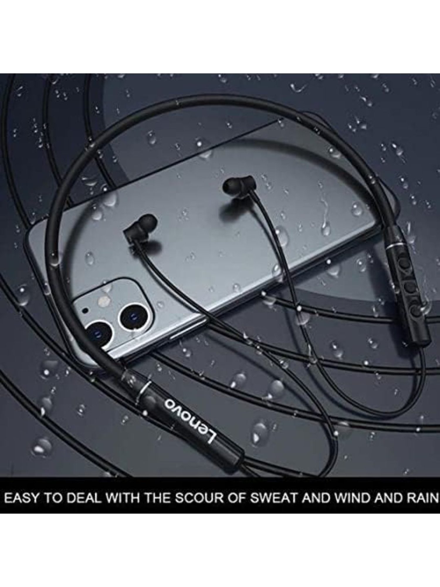 Lenovo QE03 Neckband with Mic (Black)