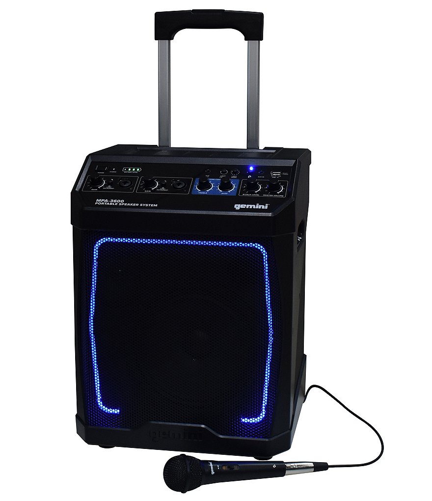 gemini Portable Rechargeable Bluetooth Speaker with Lights