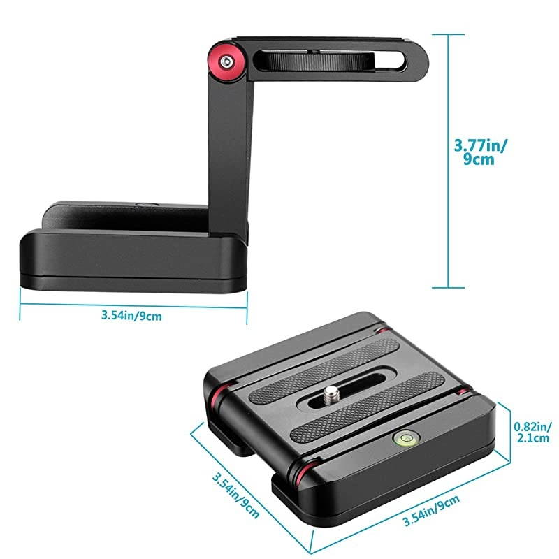 Folding Z Flex Tilt Head Tripod Ball Head Quick Shoe QR Plate Aluminum Alloy Camera Bracket Bubble Level Compatible Canon Nikon Sony Camera Camcorder Tripod Slider RailRed